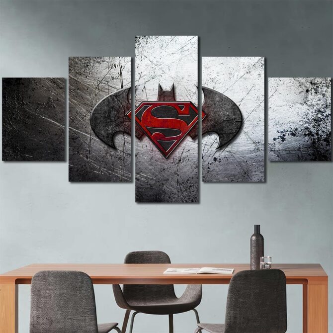 Batman Superman Logo Art Print Layout-Five Panels Diamond