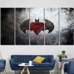 Batman Superman Logo Art Print Layout-Five Panels Regular