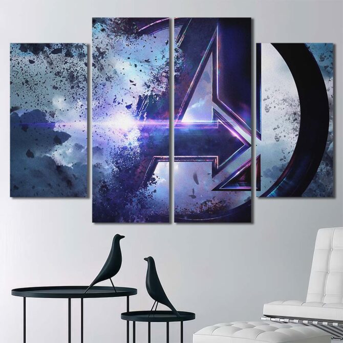 Avengers Logo Canvas Painting Layout-Four Panels Diamond