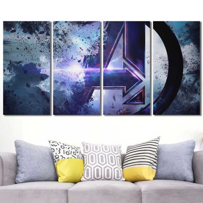 Avengers Logo Canvas Painting Layout-Four Panels Regular