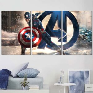 Captain America Avengers Wall Decor Layout-Three Panels Regular