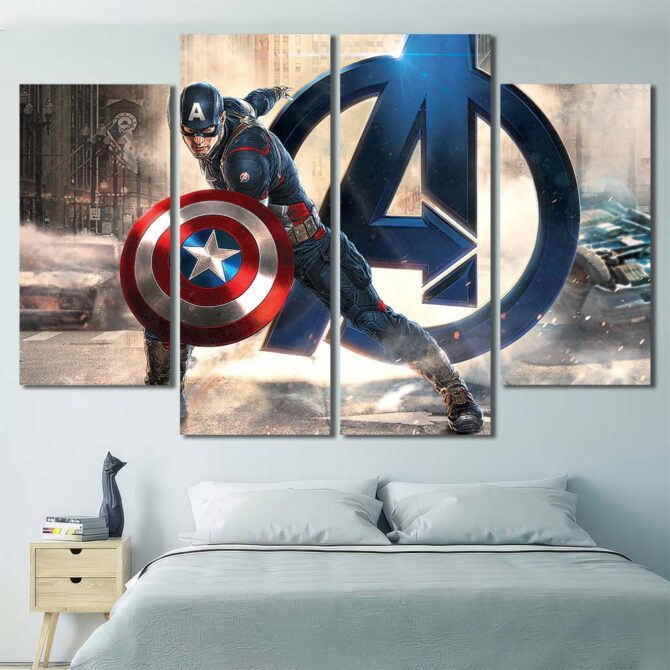 Captain America Avengers Wall Decor Layout-Four Panels Diamond