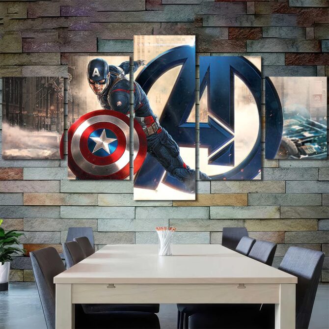 Captain America Avengers Wall Decor Layout-Five Panels Diamond