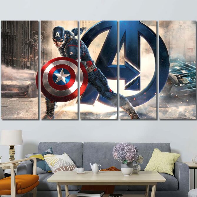 Captain America Avengers Wall Decor Layout-Five Panels Regular