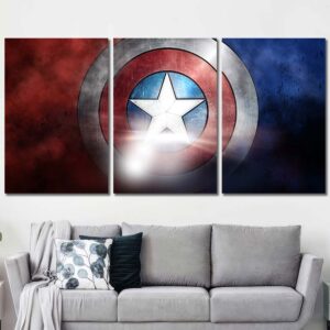 Captain America Shield Painting Canvas Layout-Three Panels Regular