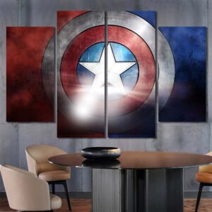 Captain America Shield Painting Canvas Layout-Four Panels Diamond