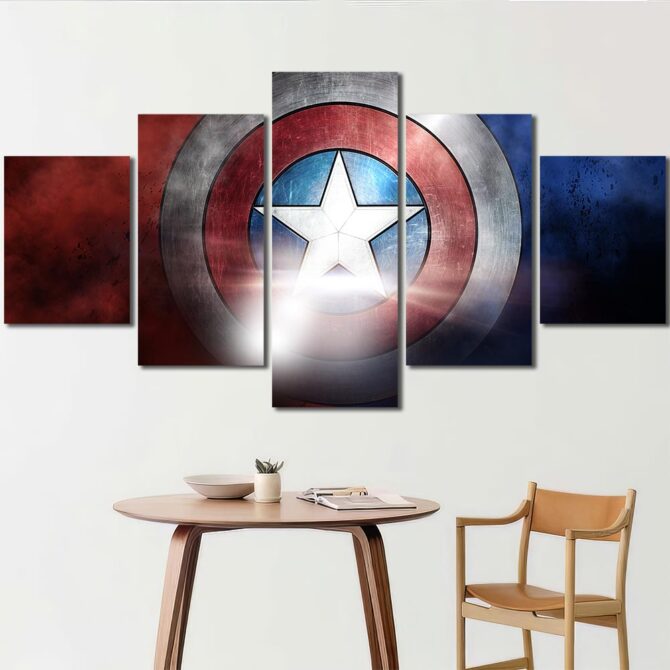 Captain America Shield Painting Canvas Layout-Five Panels Diamond