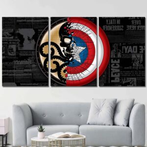 Captain America Shield Canvas Picture Layout-Three Panels Regular