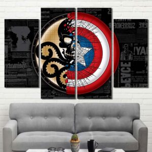 Captain America Shield Canvas Picture Layout-Four Panels Diamond