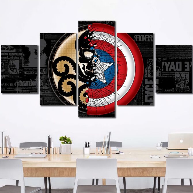 Captain America Shield Canvas Picture Layout-Five Panels Diamond
