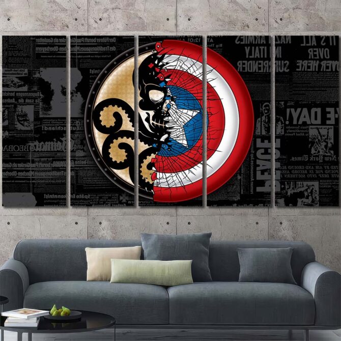 Captain America Shield Canvas Picture Layout-Five Panels Regular