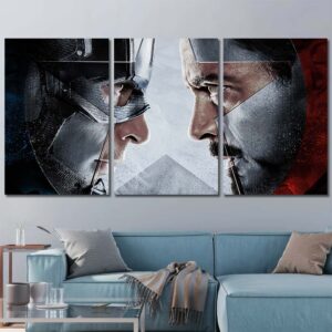 Captain America Vs Ironman Wall Poster Layout-Three Panels Regular