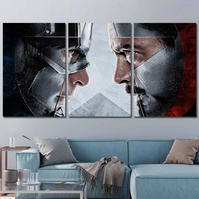 Captain America Vs Ironman Wall Poster Layout-Three Panels Regular