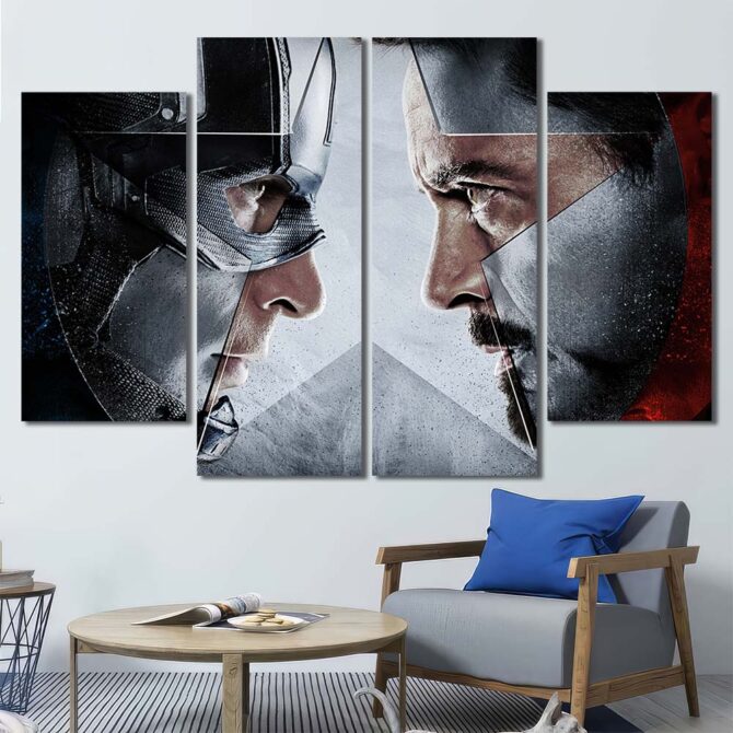 Captain America Vs Ironman Wall Poster Layout-Four Panels Diamond