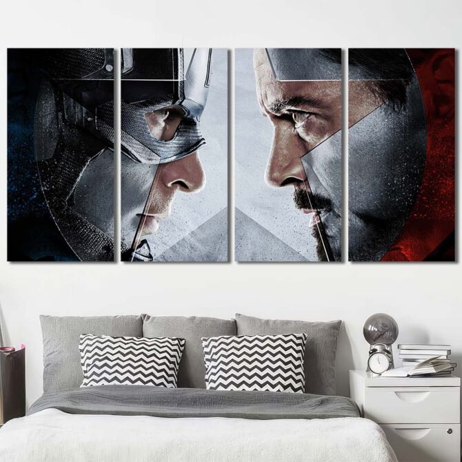 Captain America Vs Ironman Wall Poster Layout-Four Panels Regular