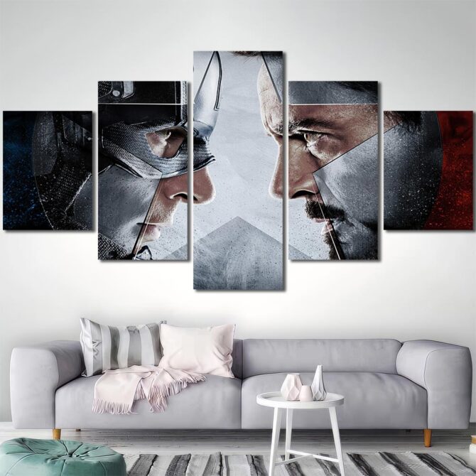 Captain America Vs Ironman Wall Poster Layout-Five Panels Diamond