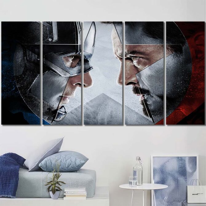 Captain America Vs Ironman Wall Poster Layout-Five Panels Regular