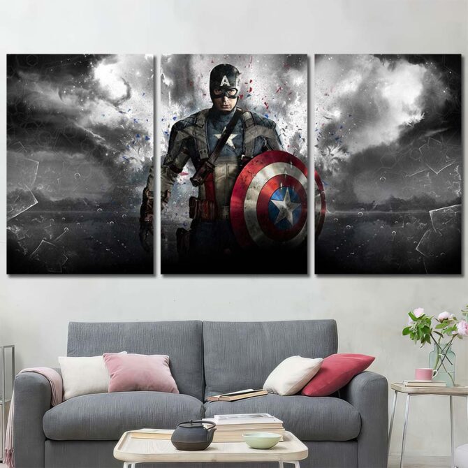 Captain America Art Layout-Three Panels Regular