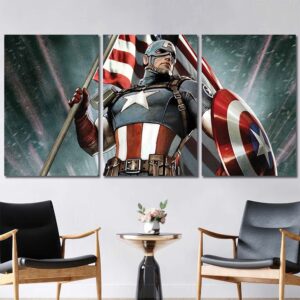 Captain America Superhero Artwork Layout-Three Panels Regular