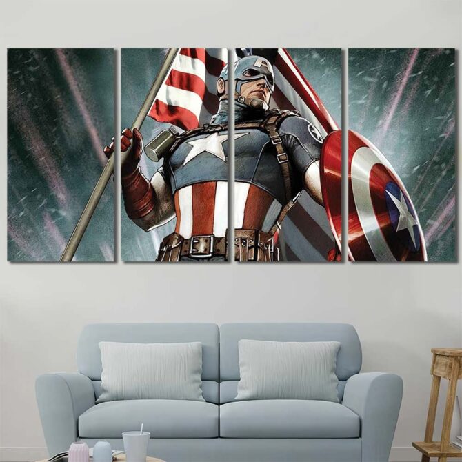 Captain America Superhero Artwork Layout-Four Panels Regular