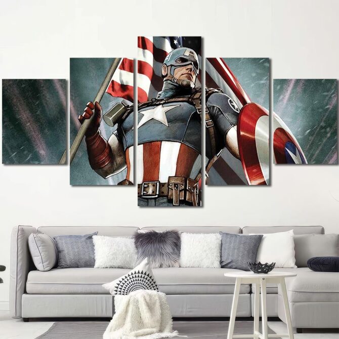 Captain America Superhero Artwork Layout-Five Panels Diamond