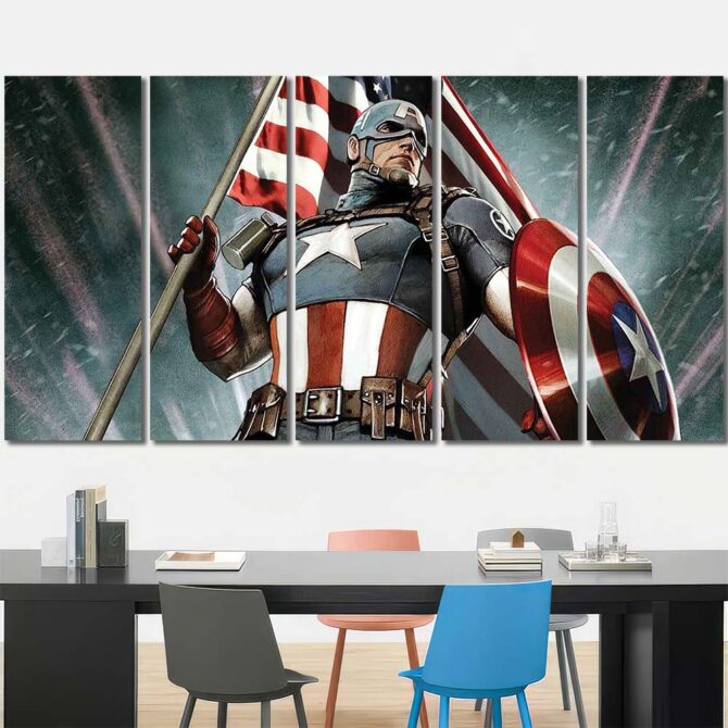 Captain America Superhero Artwork Layout-Five Panels Regular