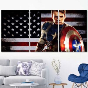 Captain America Flag Printed Canvas Layout-Three Panels Regular