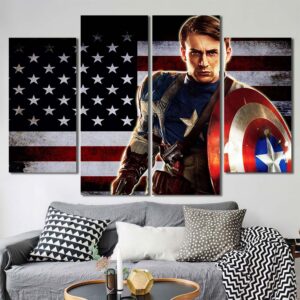 Captain America Flag Printed Canvas Layout-Four Panels Diamond