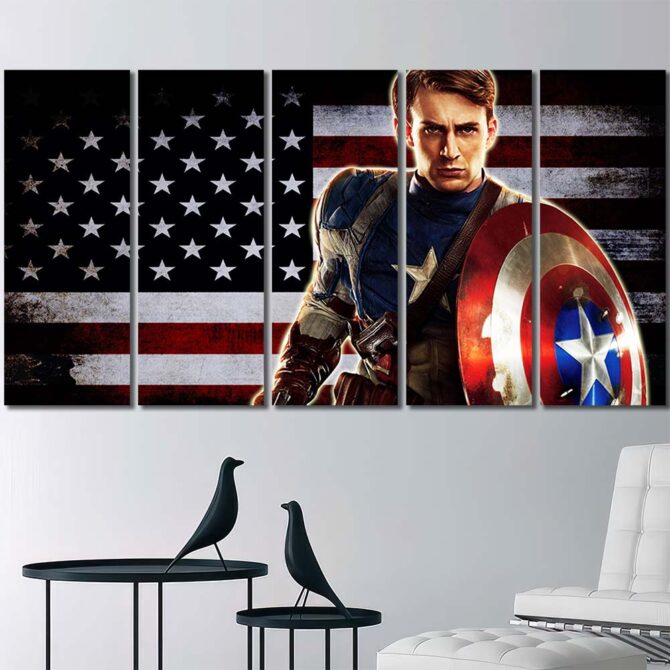 Captain America Flag Printed Canvas Layout-Five Panels Regular