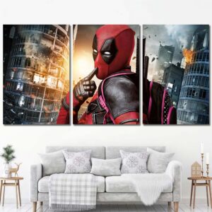 Deadpool Superhero Canvas Art Layout-Three Panels Regular