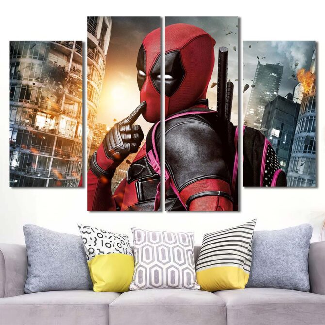 Deadpool Superhero Canvas Art Layout-Four Panels Diamond