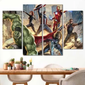 Avengers Battle Heroes Canvas Wall Art – Premium Collector Print
