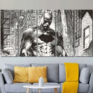 Batman Comic Sketch Canvas Wall Art – Premium Collector Print