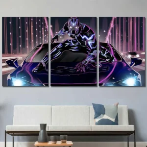 Black Panther Neon Supercar Canvas Wall Art – Premium Collector Print