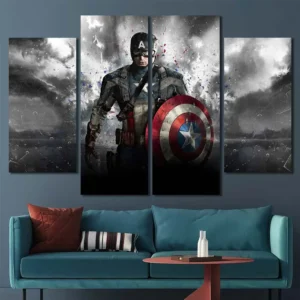 Captain America Storm Battlefield Canvas Wall Art – Premium Collector Print