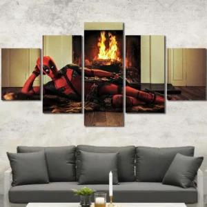 Deadpool Fireplace Lounge Canvas Wall Art – Premium Collector Print