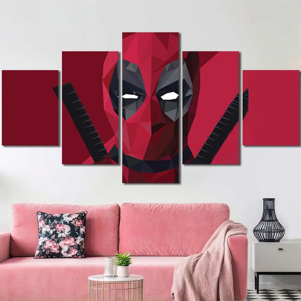 Deadpool Geometric Pop Canvas Wall Art – Premium Collector Print