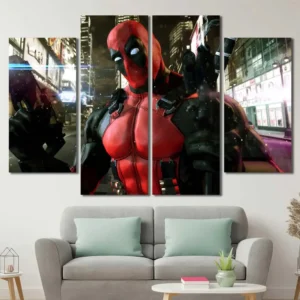 Deadpool Neon City Canvas Wall Art – Premium Collector Print