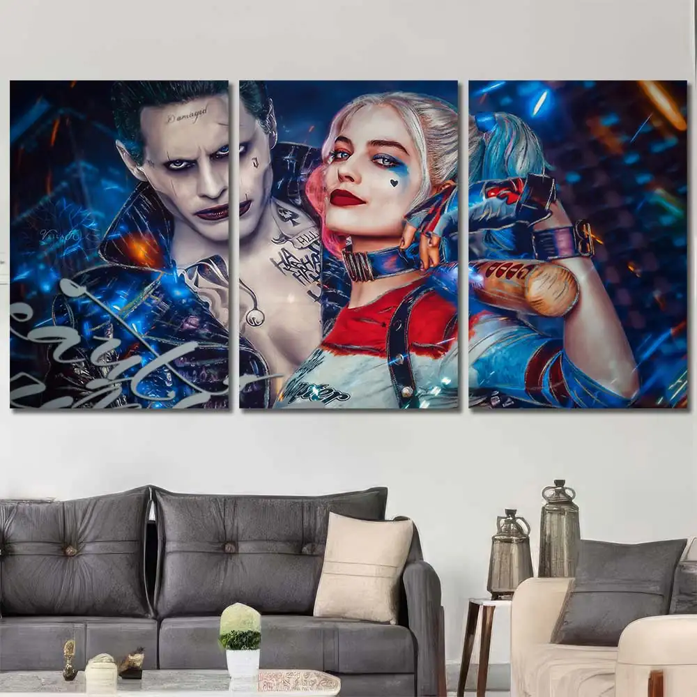 Harley Quinn and Joker Neon Canvas Wall Art – Premium Collector Print - Image 2