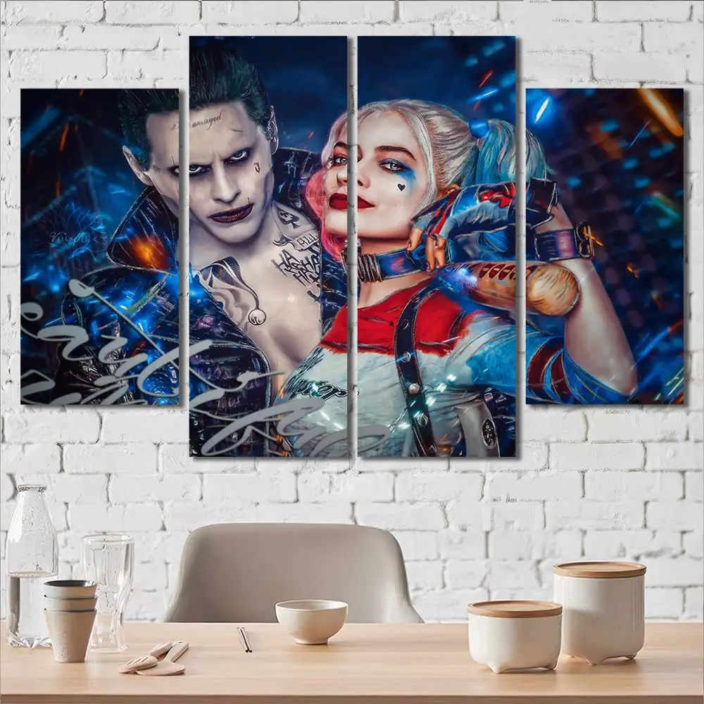 Harley Quinn and Joker Neon Canvas Wall Art – Premium Collector Print - Image 3