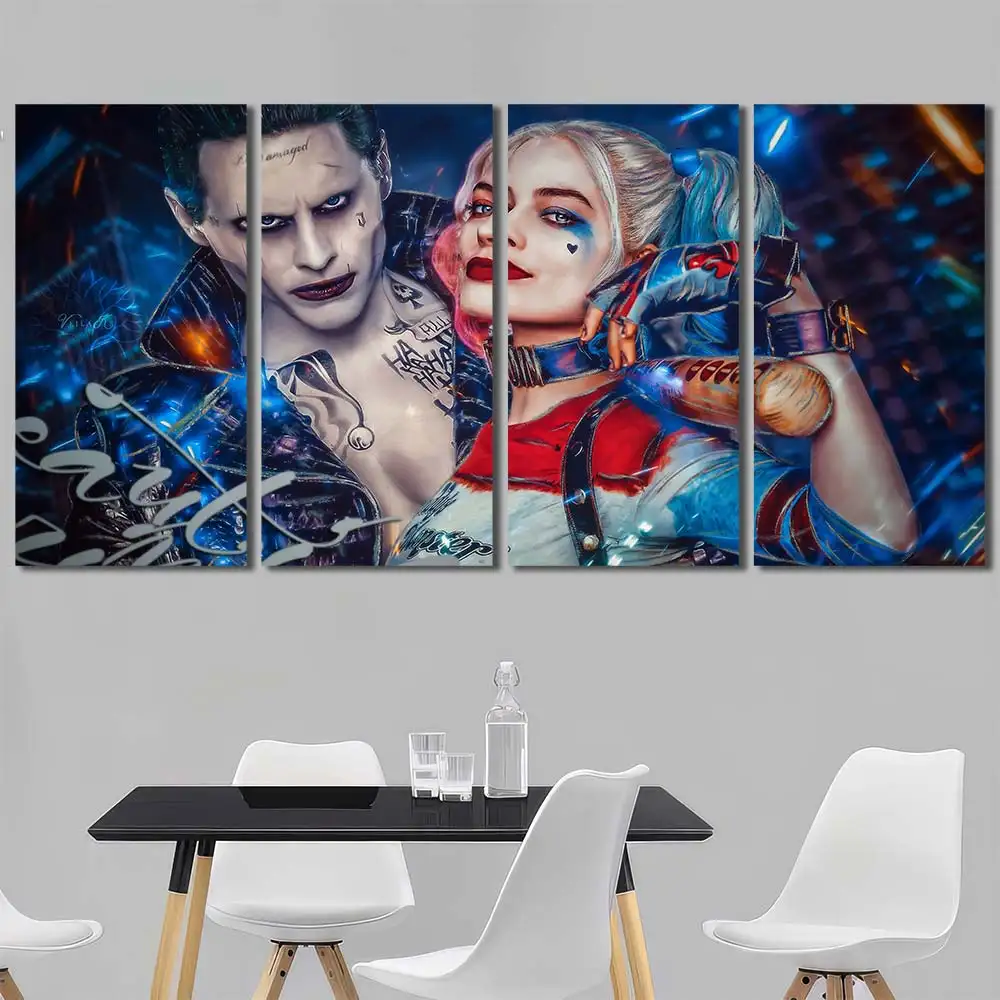Harley Quinn and Joker Neon Canvas Wall Art – Premium Collector Print - Image 4