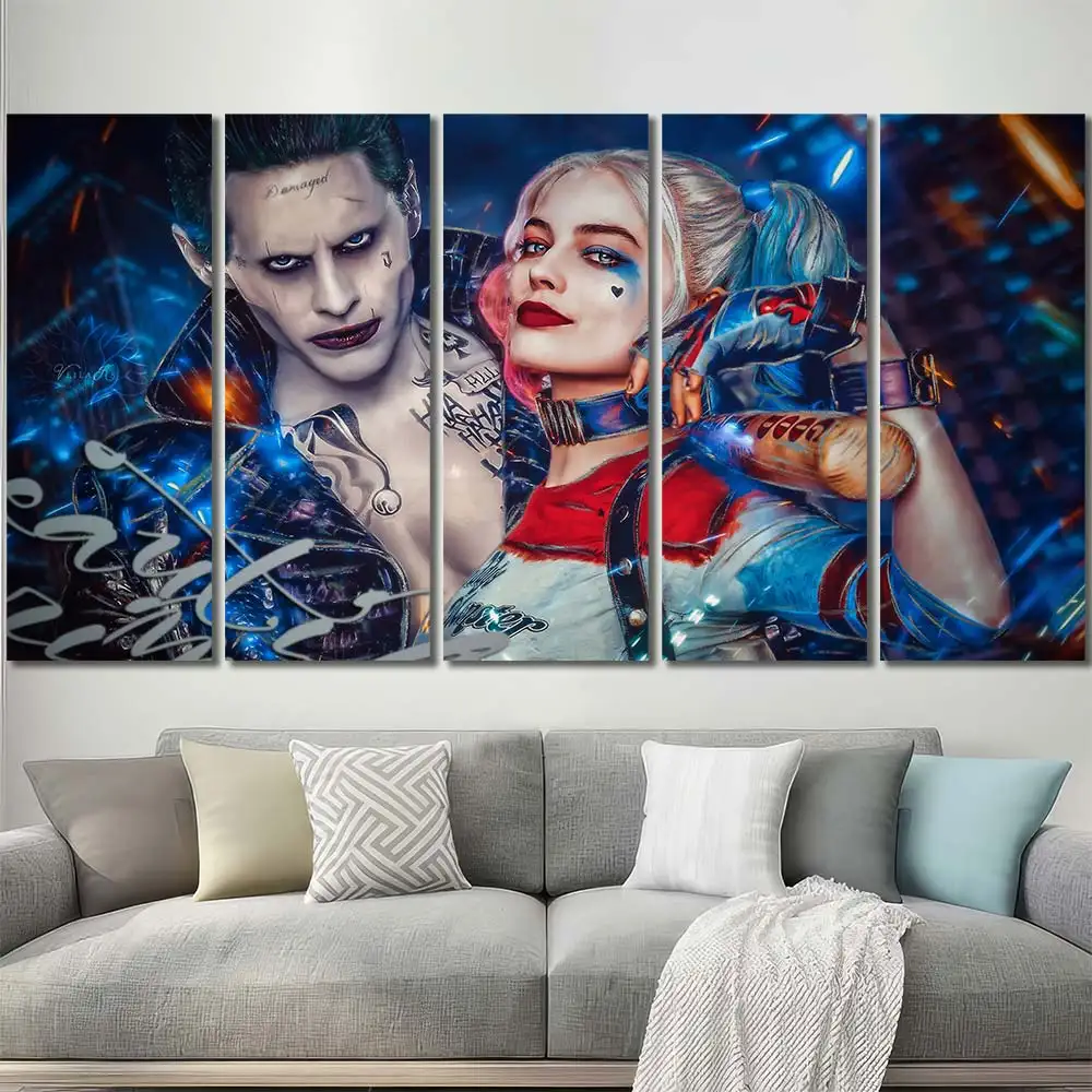 Harley Quinn and Joker Neon Canvas Wall Art – Premium Collector Print - Image 5