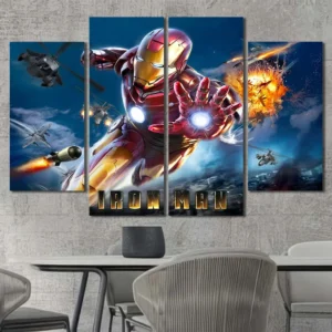 Iron Man Air Combat Canvas Wall Art – Premium Collector Print