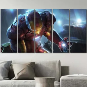 Iron Man Landing Pose Canvas Wall Art – Premium Collector Print