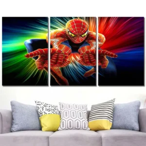 Spider-Man Rainbow Energy Canvas Wall Art – Premium Collector Print