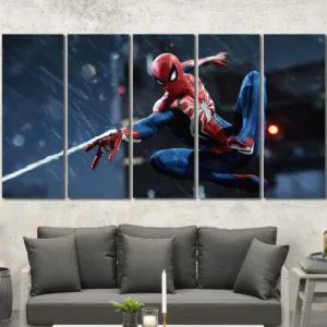 Spider-Man Rainy Night Hero Canvas Wall Art – Premium Collector Print