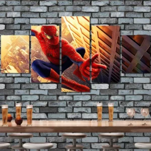 Spider-Man Skyscraper Leap Canvas Wall Art – Premium Collector Print