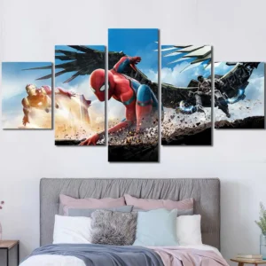 Spider-Man and Falcon Battle Canvas Wall Art – Premium Collector Print