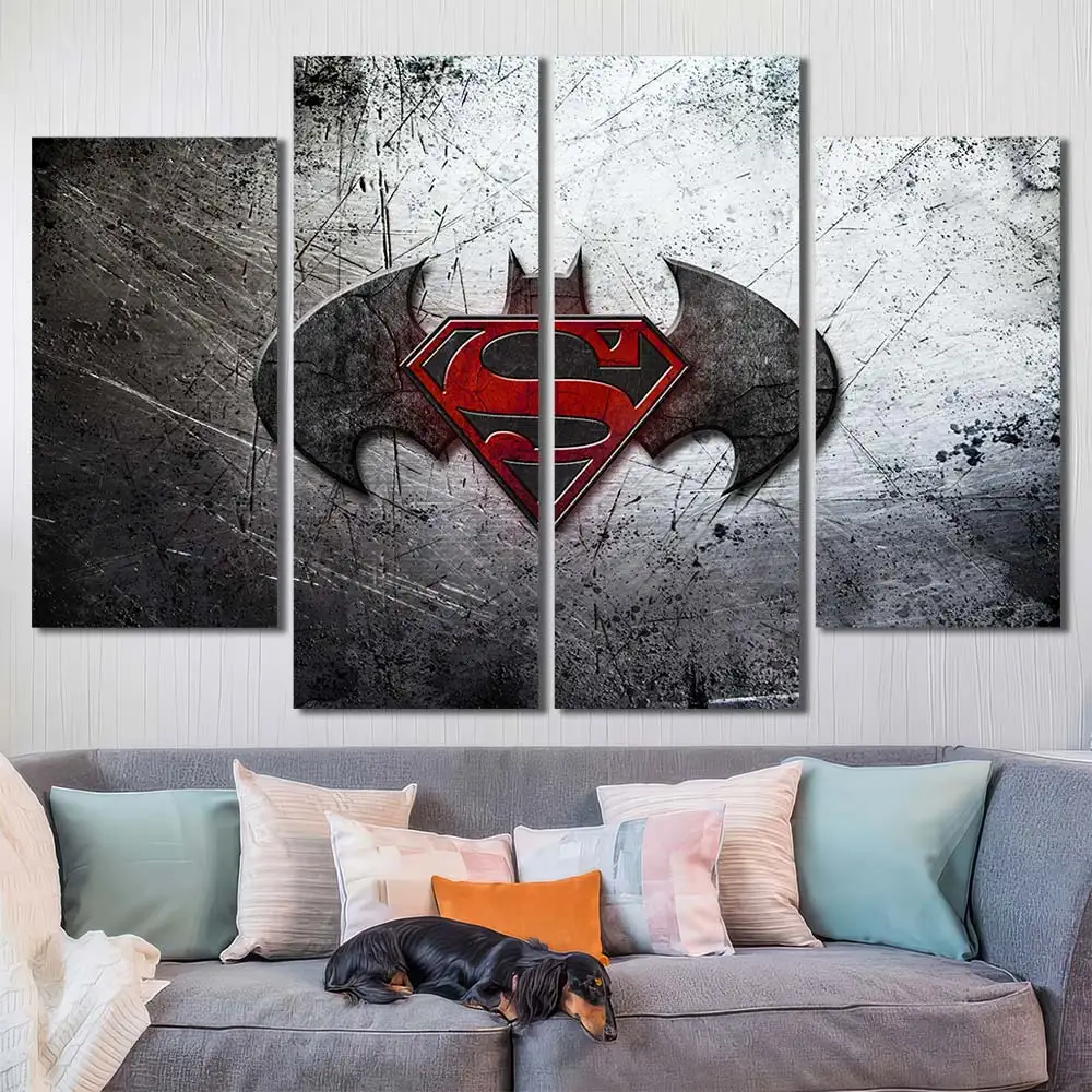 Superhero Batman Superman Symbol Canvas Wall Art – Premium Collector Print - Image 2
