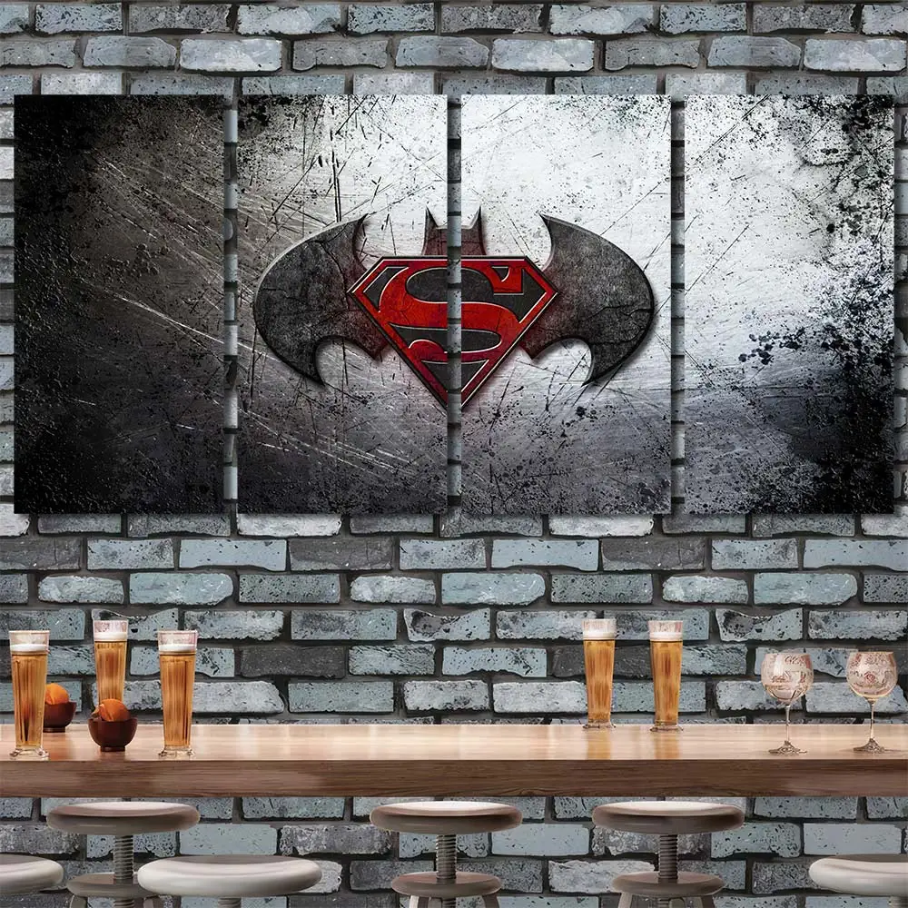Superhero Batman Superman Symbol Canvas Wall Art – Premium Collector Print - Image 3